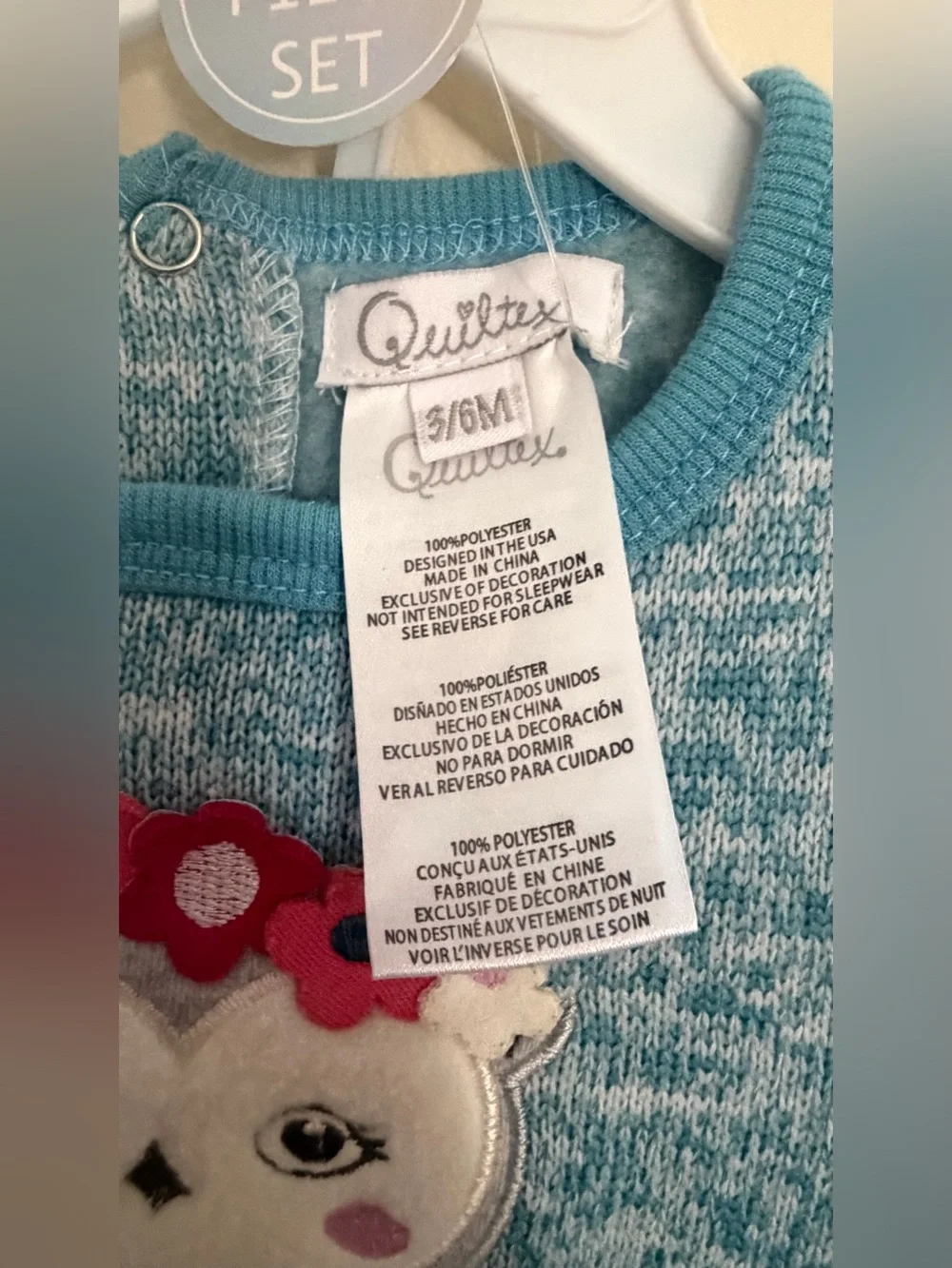 Quiltex Teal Owl Knit Top and Floral Print Leggings Pajama Set